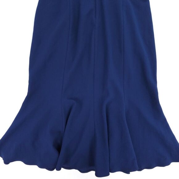 GAL MEETS GLAM Tyler Off The Shoulder Scuba Crepe Dress Midi Navy Blue Romantic - Picture 7 of 9